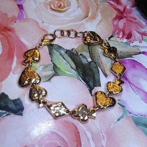 Cards Suits Gold Plated Bracelet Adjustable 7.5"-8.5" long